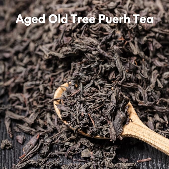 YUANSHENG Pu erh Tea Organic Loose Leaf, Chinese Yunnan Aged Fermented Black Tea, USDA Organic Ripe Puerh Tea, Rich Antioxidants, Deep Earthy Flavor, Digestive Health & Wellness Tea, 7.76 Oz