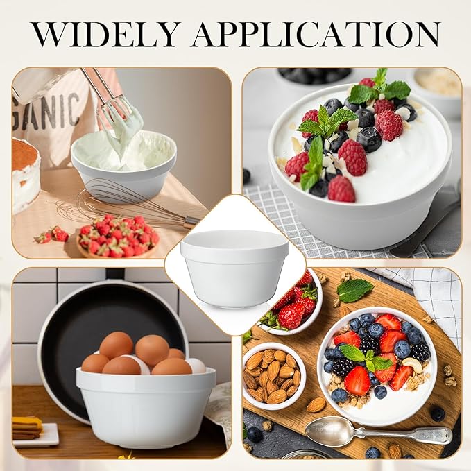 4 Pieces Ceramic 1 Qt Pudding Basins White 6.5 Inch Christmas Pudding Mold Bowls for Steaming Ovenproof Durable and Sturdy Porcelain Steamed Plum Puddings Basin Bowl Easy to Clean