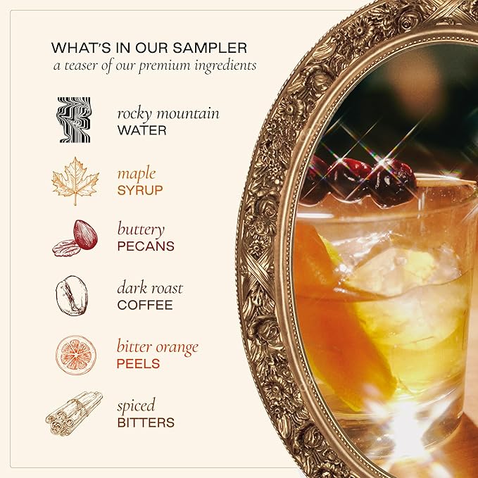 Strongwater Old Fashioned Craft Cocktail Mixer Sample 4 Pack - Makes 16 Cocktails - Handcrafted Old Fashioned Gift Set - Travel-Friendly, No Artificial Sweeteners - Just Mix with Bourbon or Whiskey