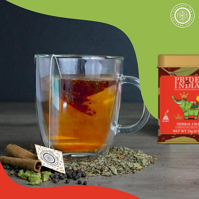 Pride Of India - Natural Herbal Chai (Comforting Spiced Tea), PACK of 1-15 Tea Bags