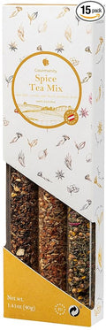 Gourmanity Spicy Loose Tea Sampler Set, 3 vibrant Spicy Flavors, Chai Latte, Intensely Spicy & Turmeric Herb, Infused with Cooling Herbs and & Fragrant Rose Petals, Product of Austria, 1.41oz
