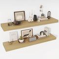 48 Inch Floating Shelves, 12" Deep Floating Shelf Wall Mounted, 48" Wall Shelves, Rustic Deep Bookshelf, Extra Deeper & Thicker Display Shelves for Bedroom, Living Room, Oak, Set of 2