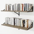 Deep Wall Shelves 40"W x 12"D Engineered Wood Floating Shelves for Wall, Sturdy Metal Bracket Bookshelves Home Decor Storage for Living Room Bedroom Bathroom Kitchen, Set of 2, Grey Finish