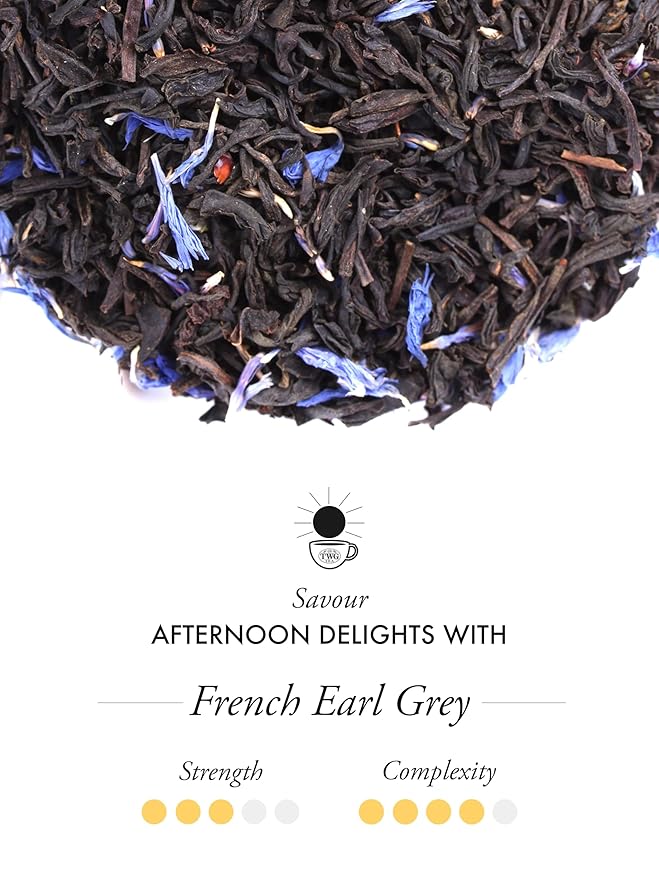 TWG Tea | French Earl Grey | Black Tea | Citrus Fruits & Blue Cornflowers | 15 Hand Sewn Cotton Tea Bags | Gift Set