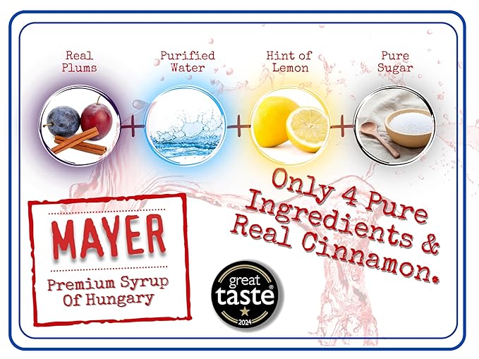 Mayer Premium Cinnamon Plum Syrup – Award-Winning, All-Natural, Vegan, Gluten-Free, Made with 100% Real Fruits, (16.9oz), Perfect Coffee Syrup & Cocktail Syrup, No Artificial Additives (1 Pack)