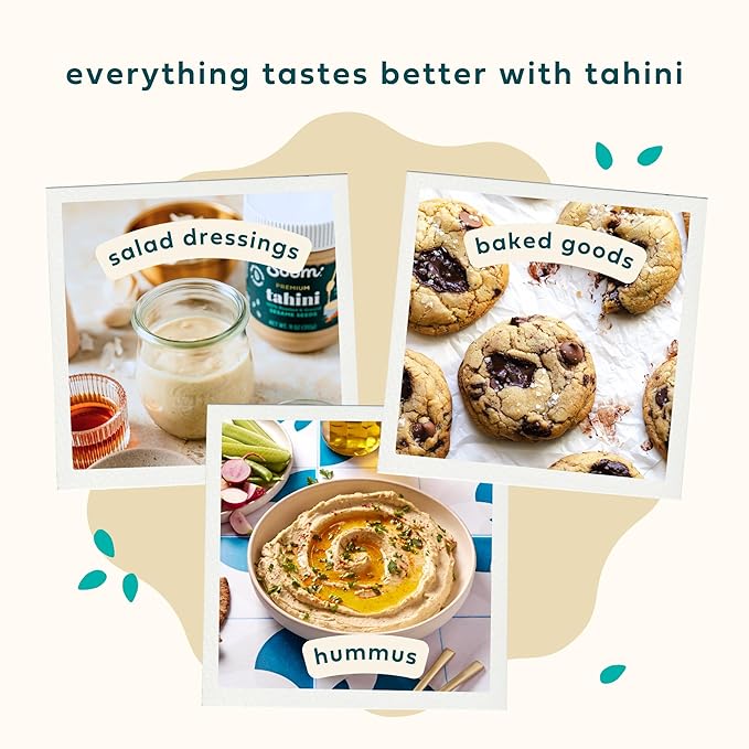 Soom Foods Organic Tahini 11oz (2 Pack) | Roasted & Ground Sesame Seed Paste | Creamy Tahini for Dubai Chocolate, Hummus, Sauces | Vegan, Nut-Free, Gluten-Free, Kosher, Keto, Paleo, Whole30