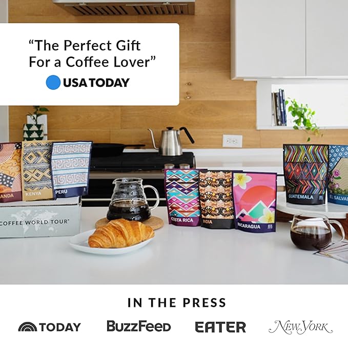 Atlas Coffee Club World of Coffee Discovery Set - Gourmet Coffee Gift Sampler - 8-Pack Variety Box of the World’s Best Single Origin Coffees - Whole Bean