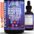 Clean Nutra Resveratrol Liquid Drops with Berberine, Grape Seed Extract, Hibiscus, and Blueberry – 120ml All-in-One Polyphenol Supplement – Natural Fruit Punch Flavor, Vegan Friendly