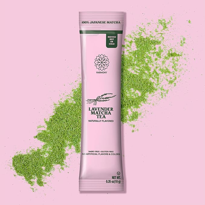 The Harmony Matcha Lavender (10 Sticks) Premium Japanese Matcha Powder, Rich in Antioxidants & L-Theanine, Sweetened with Organic Sugar, No Preservatives