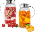 Bandesun Glass Pitcher with Lid, 68 oz/ 2 Liter 2Pack Vintage Water Pitcher,Glass Water Carafe for Cold Brew, Coffee, Lemonade, Iced Tea,Beverage, Heat Resistant Jug
