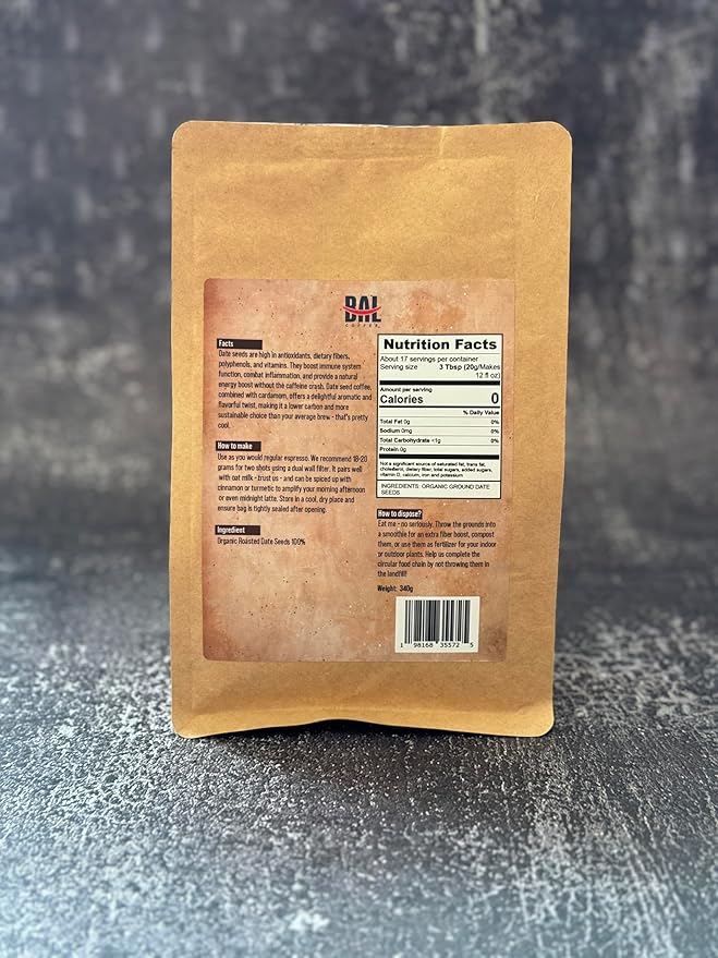 BAL Coffee Alternative Datespresso - 12 oz /340 g | Caffeine-Free & Vegan-Friendly | Espresso Substitute Brews & Tastes like Original | Smooth Grind Crafted from Date Seeds | Rich & Smooth flavor