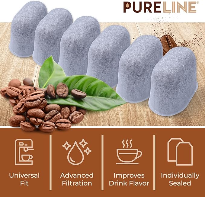 Cuisinart® Coffee Filter Replacement - 12 Pack Cuisinart® Coffee Maker Water Filter by Pureline - Charcoal Water Filter - for all Cuisinart Coffee Machines