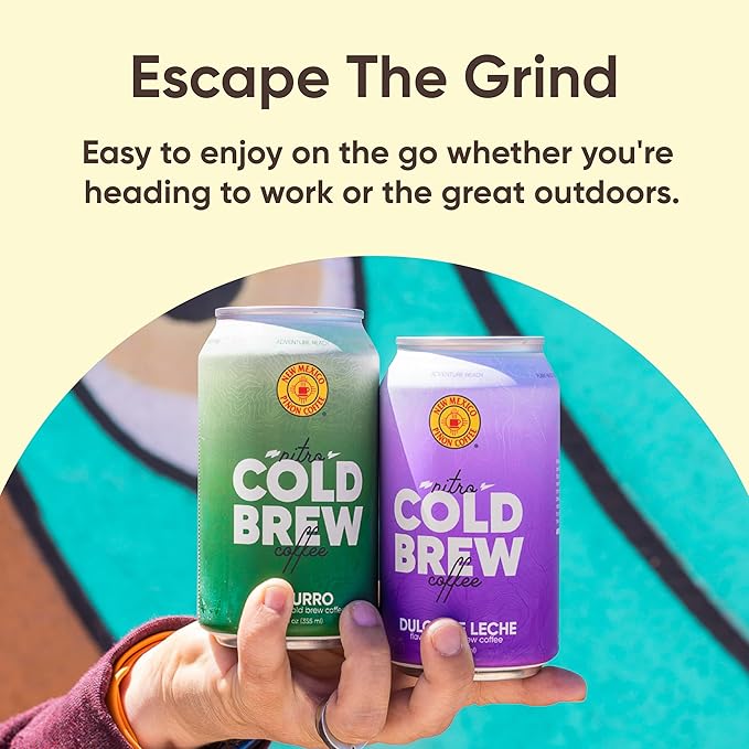New Mexico Piñon Nitro Cold Brew Coffee Drinks - Smooth Cinnamon Kick, High Energy Nitrogen Infused Churro Black Coffee Cans 12oz - Natural Flavor Zero Sugar & Dairy Free - 12 Pack
