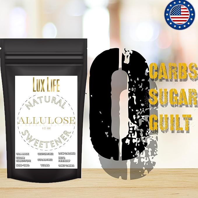 Lux Life Organic Sweetener - Great Low Carb Sweetener for Baking and Keto Sugar Substitute. Natural, Gluten Free, Non GMO and Zero Calorie. (12oz, Allulose)