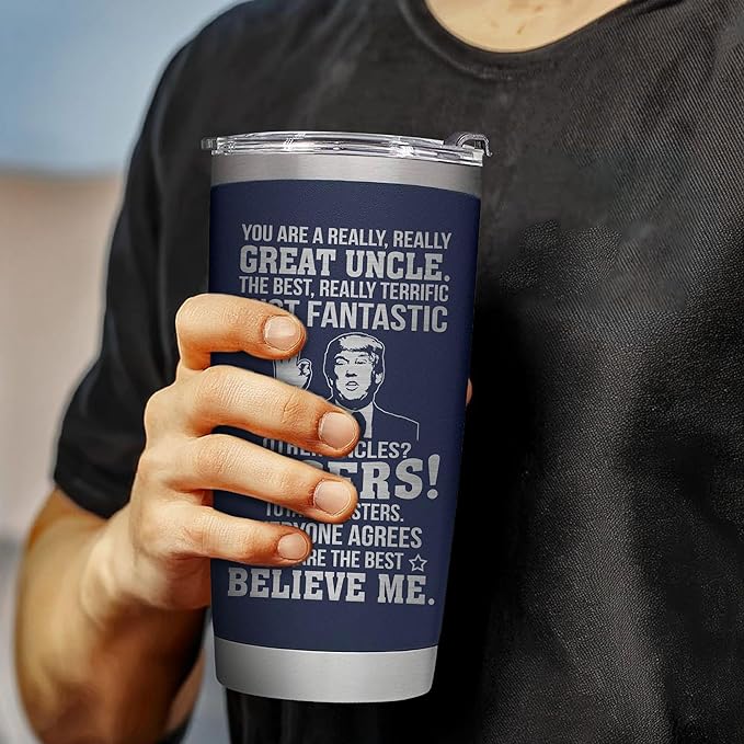 Gifts for Uncle on Christmas from Niece - Funcle Great Tumbler for Fathers Day, Christmas, Birthday - Great Uncle Birthday Insulated Stainless Steel Cup 20oz, Navy