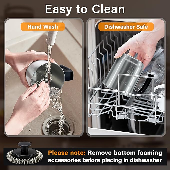 Milk Frother and Steamer, 500ml 4-in-1 Electric Foam Maker with Dial Control & LED Indicator, Hot & Cold Milk Frother, Non-Stick Stainless Steel, Silent, Easy to Clean, for Coffee, christmas gift
