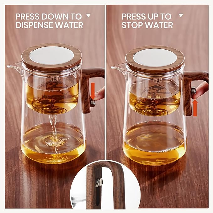 MACTANO Enchant Tea Pot, Magic Witchcraft Enchanted Long Spout Glass Teapot with Strainer -800ML
