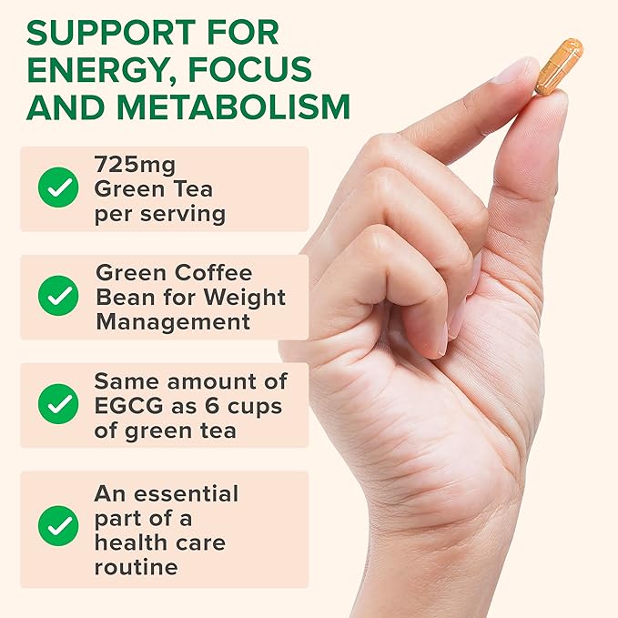 Zenwise Health Green Tea Extract Capsules for Men & Women - EGCG Supplement with Green Coffee Bean Extract Boosts Energy & Memory - Immune Support for Skin, Brain & Hearth Health - Vegan - 120 Count