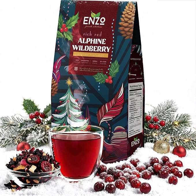 ENZO Tea Master Reserve - Alpine Wildberry (4oz) a Cherry Cranberry Secret Recipe | Mountain-Foraged Wild Berry Hibiscus | Loose Leaf Caffeine Free 37 Servings