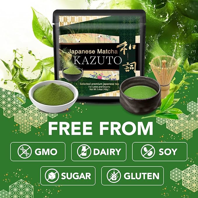 Kazuto Premium Ceremonial Grade Matcha Green Tea Powder - Premium First Harvest Single Origin USDA Organic Gluten-Free Vegan, 100% Pure Unsweetened No Additives from Shizuoka (1.06oz, Premium)