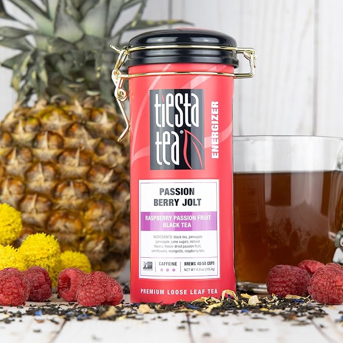Tiesta Tea - Loose Leaf Tea Tin Gift Box, High to Non-Caffeinated Assorted Blends, 3 Tins for Hot & Iced Brews Variety Pack, Passion Berry Jolt, Fruity Paradise, & Lavender Chamomile
