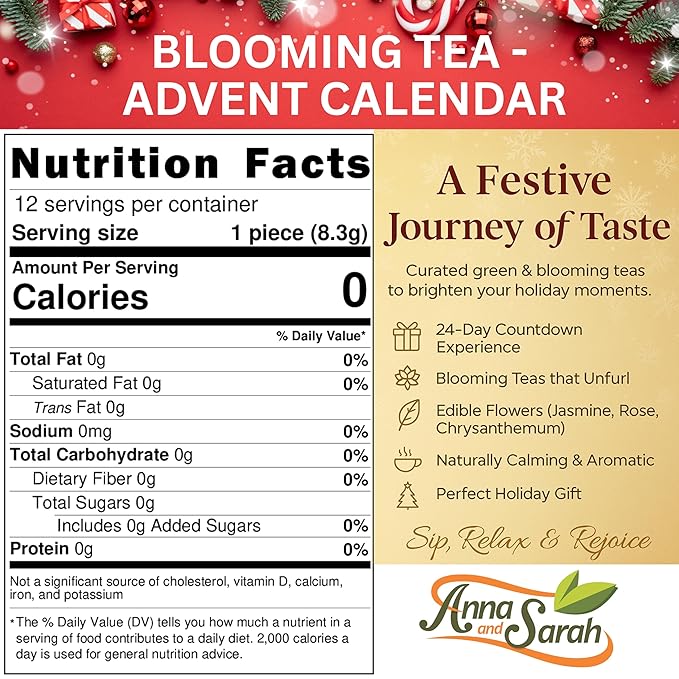 Blooming Tea & Edible Flower Infusions, Green Tea, 24 Unique Flavors Gift Set for Everyone – Natural, Floral & Aromatic Teas in Extra Large Premium Gift Box