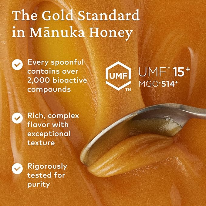 Comvita Manuka Honey UMF 15+ (MGO 514+) - Raw Manuka Honey New Zealand, Pure & Unpasteurized, Superfood for Immune Health, Use in Tea, Wild, Monofloral, Non-GMO - 250g (8.8 oz)