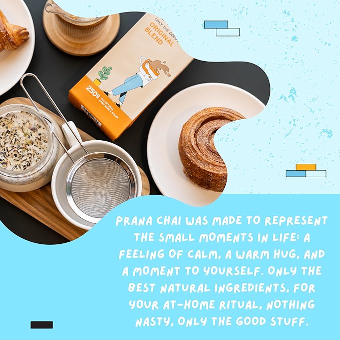 Prana Chai Original Masala Chai Tea - Premium Chai Tea Blend with Authentic Indian Spices for Rich, Aromatic Chai Masala Experience, 250g