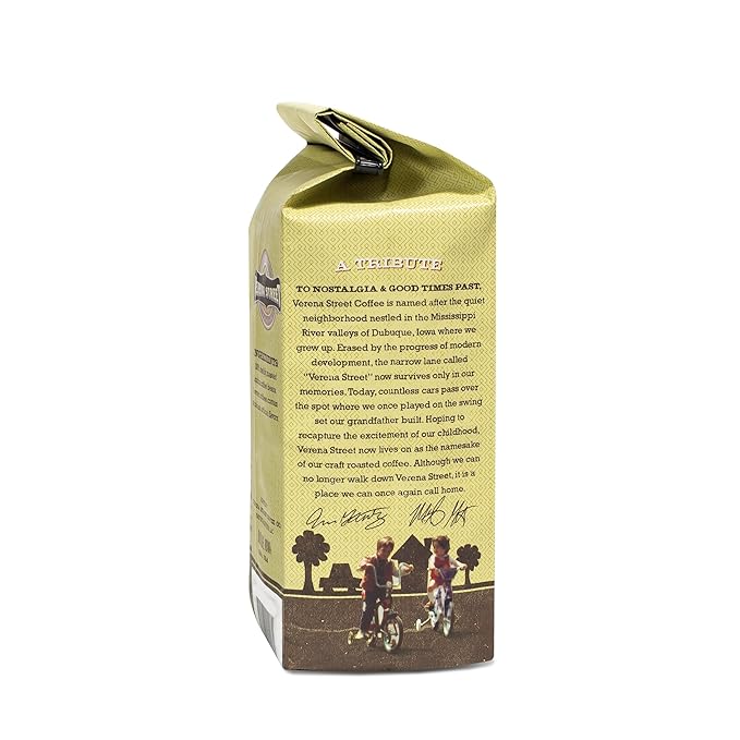 Verena Street 12 Ounce Ground Coffee, Medium Roast, Julien's Breakfast Blend, Rainforest Alliance Certified Arabica Coffee