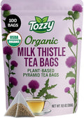 Tozzy Organic Milk Thistle Tea – 100 Count, Plant-Based Pyramid Tea Bags | Supports Liver Health