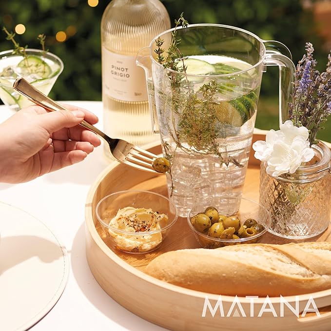 MATANA 6 Pack Clear Water Pitchers - 52 oz Acrylic Plastic Beer Pitcher with Handle for Drinks, Juice, Lemonade, and Beverages - BPA-Free and Durable Iced Tea Pitcher for Fridge, Home, & Party