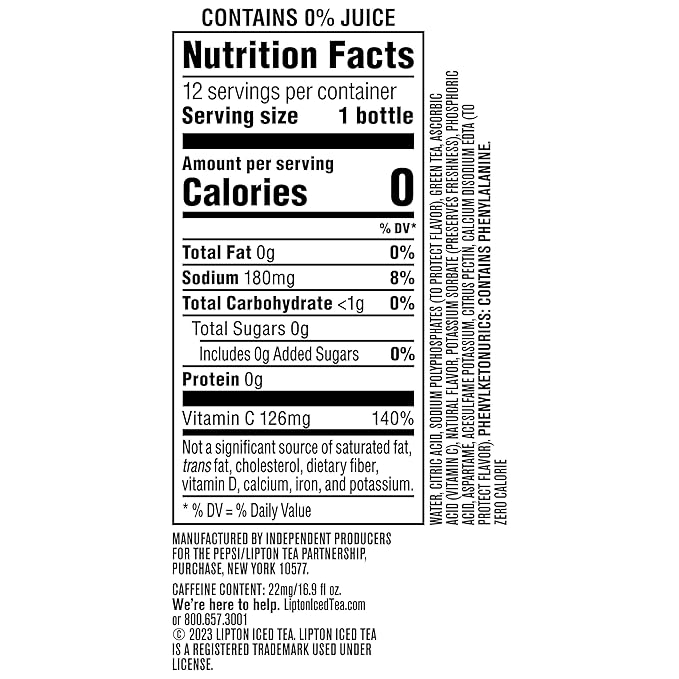 Lipton Diet Mixed Berry Green Tea, 16.9 Fl Oz Bottles (Pack of 12)