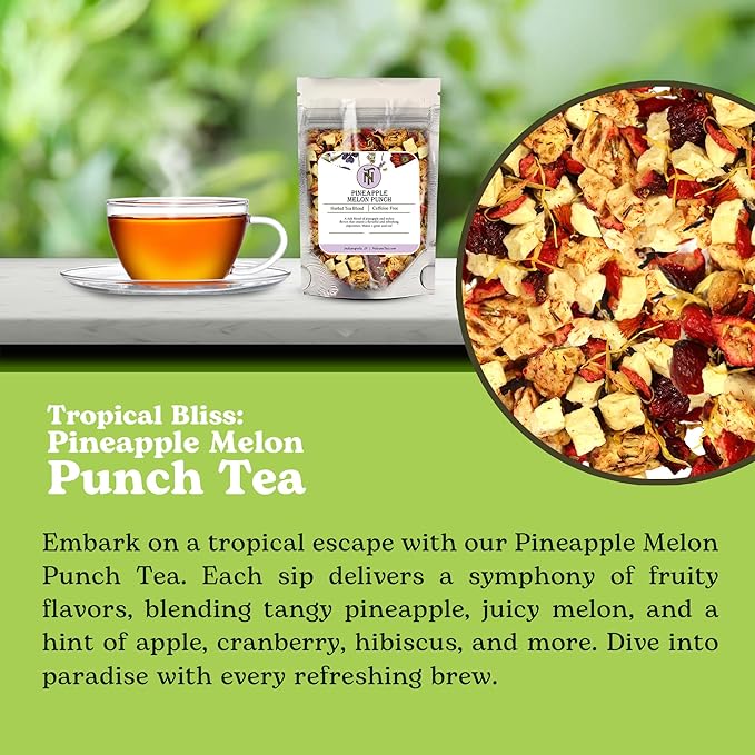 Nelson's Tea Pineapple Melon Punch - Caffeine Free, Cut & Sifted Rooibos Green Tea with Apple, Cranberry, Hibiscus, Marigod and Safflower Loose Leaf Tea (Sample 0.2 Oz)