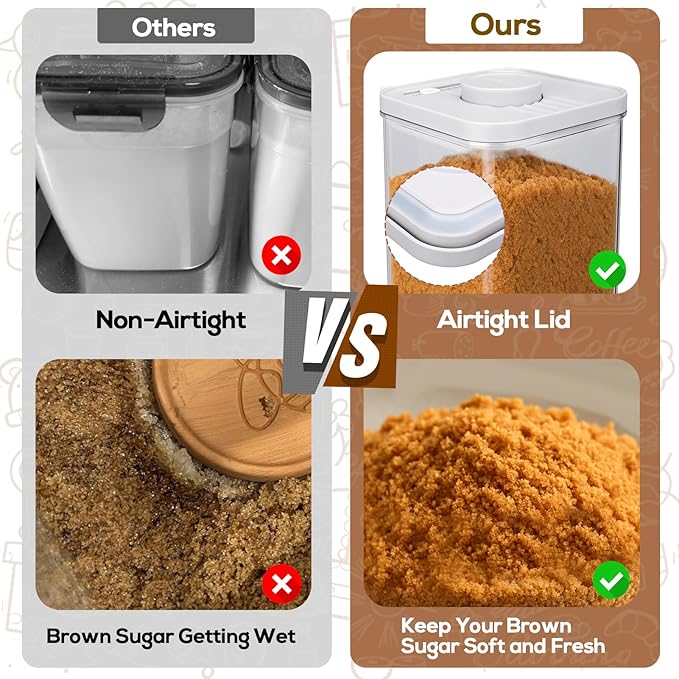 Mity rain Airtight Brown Sugar Container 2.7Qt/2600ml - Moisture-Proof Kitchen & Pantry Brown Sugar Keeper Container Airtight Saver Storage for Flour, Baking Supplies, Coffee with Locking Lid