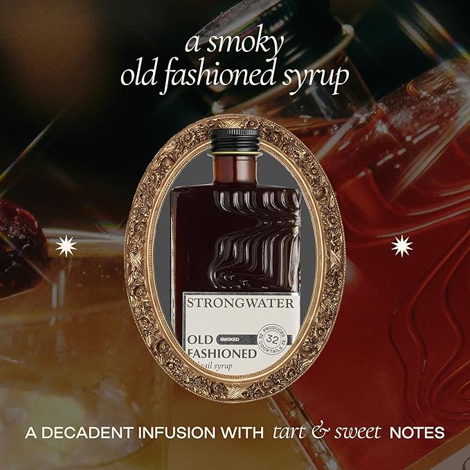 Strongwater Smoked Old Fashioned Craft Cocktail Mixer - Makes 32 Cocktails - Handcrafted Old Fashioned Syrup with Lapsang Souchong Tea, Sugar, Citrus & Cherry