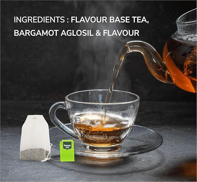 Pansari Earl Grey Black Tea, Individually Wrapped Bags – Smooth, Flavourful & Robust, Pure Caffeinated Black Tea, Enjoy Hot or Iced, Premium Tea Blend with Darjeeling, Aromatic & Bold – (100 Tea Bags)