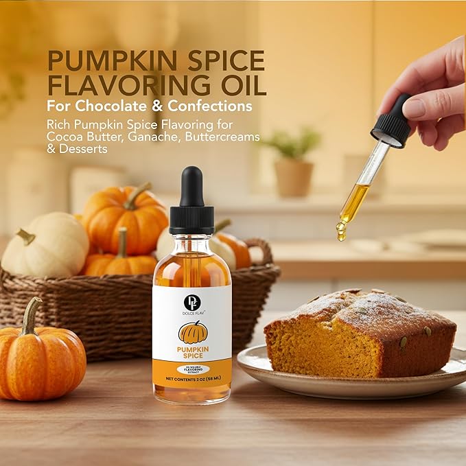 Dolce Flav Natural Pumpkin Spice Extract – 2 Ounce Oil-Soluble Kosher, Sugar-Free, Concentrated Warm Pumpkin Spice Flavoring for Baking, Smoothies & Desserts, Includes Measured Dropper