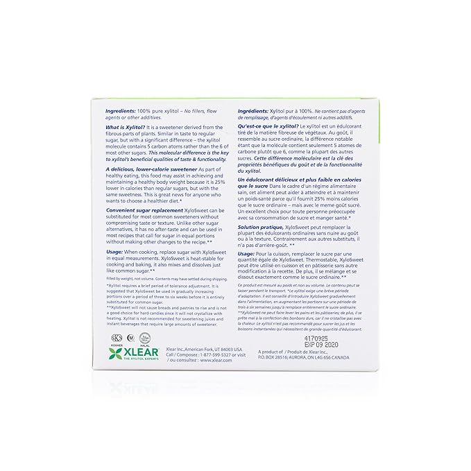 Xlear XyloSweet Plant Sourced Xylitol Sweetener - Pure Natural Sugar Substitute, Granules, Non-GMO, Gluten-Free, 100 Packets (Pack of 2)