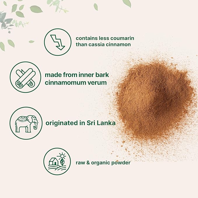Organic Ceylon Cinnamon Powder, 1 lb | Premium Sri Lanka Source | Sweet & Earthy Flavor | Great for Baking, Cooking & Drinks | Additive Free, Non-GMO, Bulk Supply
