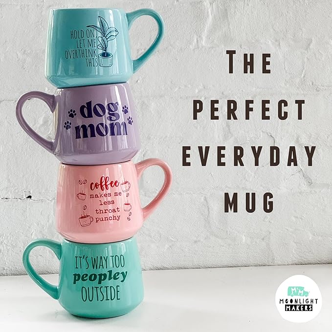 Moonlight Makers It's Way Too Peopley Outside Ceramic 16oz Coffee Mug, Coffee Lovers Gift Ideas, Funny Novelty Coffee Cups, Cute Pastel Mugs for Women, Tea Mug