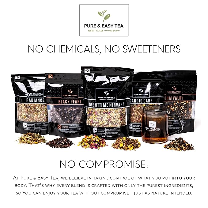 Pure And Easy Tea, Clever Endeavor, Mental Focus & Clarity Tea, Caffeinated Loose Leaf Blend with Ginkgo Biloba & Yerba Mate (100g)