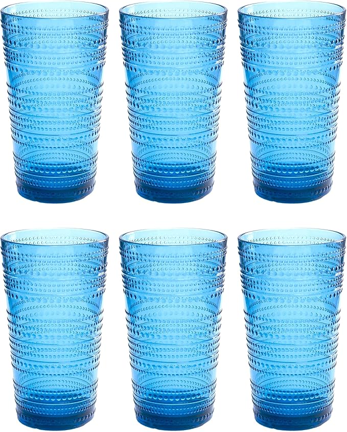 Beaded Jumbo Drinkware, Indoor/Outdoor, Cobalt Blue, 16 oz., Set of 6