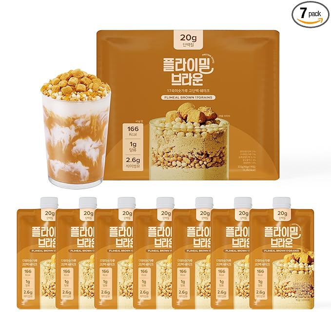 Brown 17Grains Protein Shake, With Crunchy Protein Balls, Protein Smoothie Powder - 20g Protein, Low Sugar, Keto-Friendly Meal Replacement Shake, 1.59oz, 7packs, 7 Servings (7 Packs X 1.59 oz)