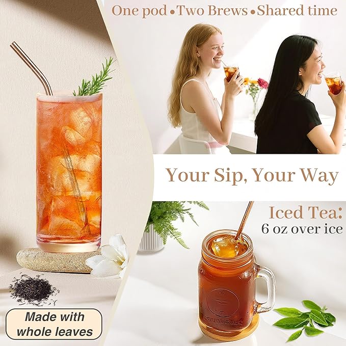 Johou Unsweetened Iced Black Tea Specially Ground Taiwan Tea Full-Flavor Pods, Compatible with All K-Cup Brewers & Keurig 2.0, 24 pods