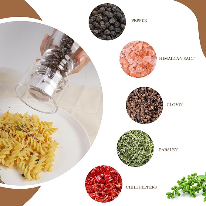 LHS 12 Inch Pepper Mill Grinder Salt Grinder, Arcylic Peppercorn Grinders with Adjustable Coarseness-Clear