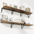 RICHFOCUS 12 Inch Deep Floating Shelves for Wall, 55" W x 12" D Wood Wall Shelves Set of 2, Wide Floating Shelves for Living Room, Bedroom, Kitchen, Bathroom and Decor Storage, Rustic Brown