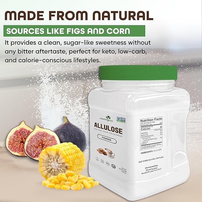 Morning Pep Allulose Sweetener 4 lb – Zero Calorie Sugar Alternative, 100% Pure, No Erythritol, Non-GMO Project Verified, Keto Certified, OU Kosher, No Fillers, Ideal for Baking and Beverages