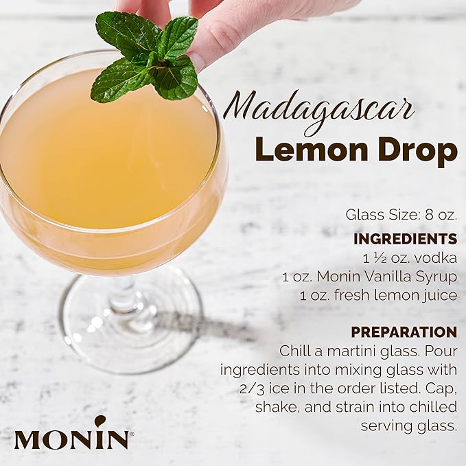Monin - Vanilla Syrup, Versatile Flavor, Great for Coffee, Shakes, and Cocktails, Gluten-Free, Non-GMO (750 ml)