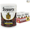Stewarts Colombian Light Medium Roast Ground Coffee Blend - Mild, Bright, Tasty Flavored Gourmet Coffee Grounds - Great for Hot, Cold Brew, Morning Breakfast, Cafe & More (23oz, Pack of 6 Cans)