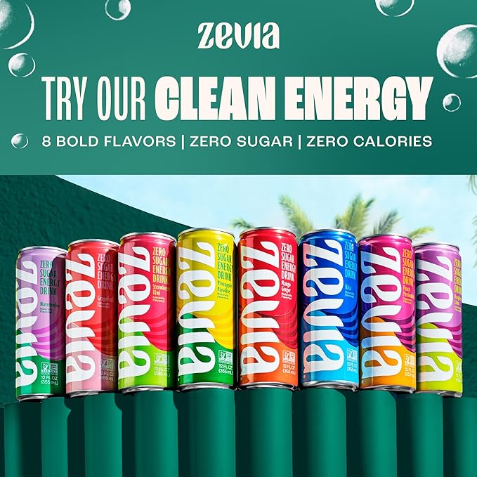 Zevia Zero Sugar Soda, Rainbow Variety Pack, 12 oz Cans (24-Pack) – Naturally Sweetened, Non-GMO Project Verified, Gluten-Free, Vegan